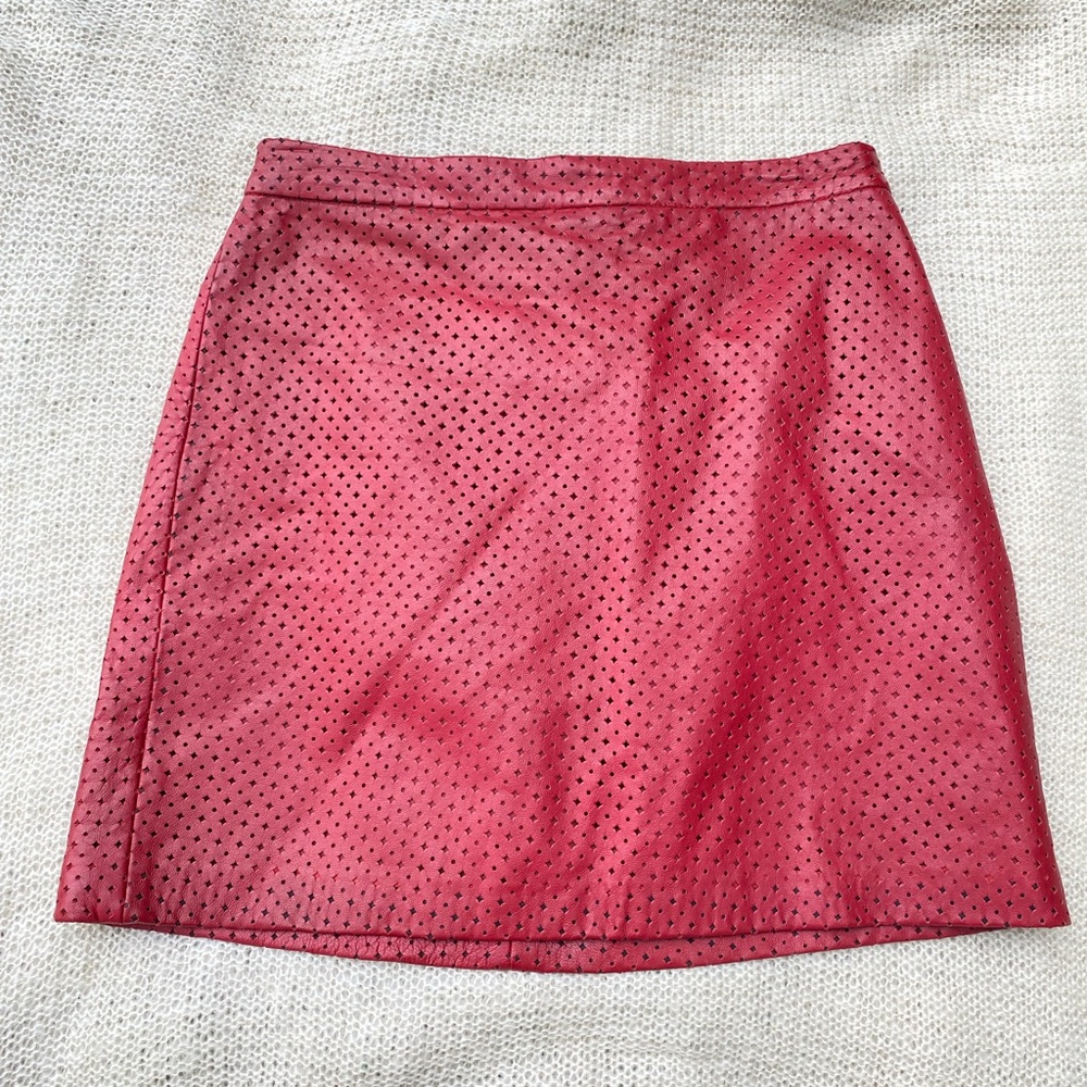 BCBG 100% leather red mini skirt